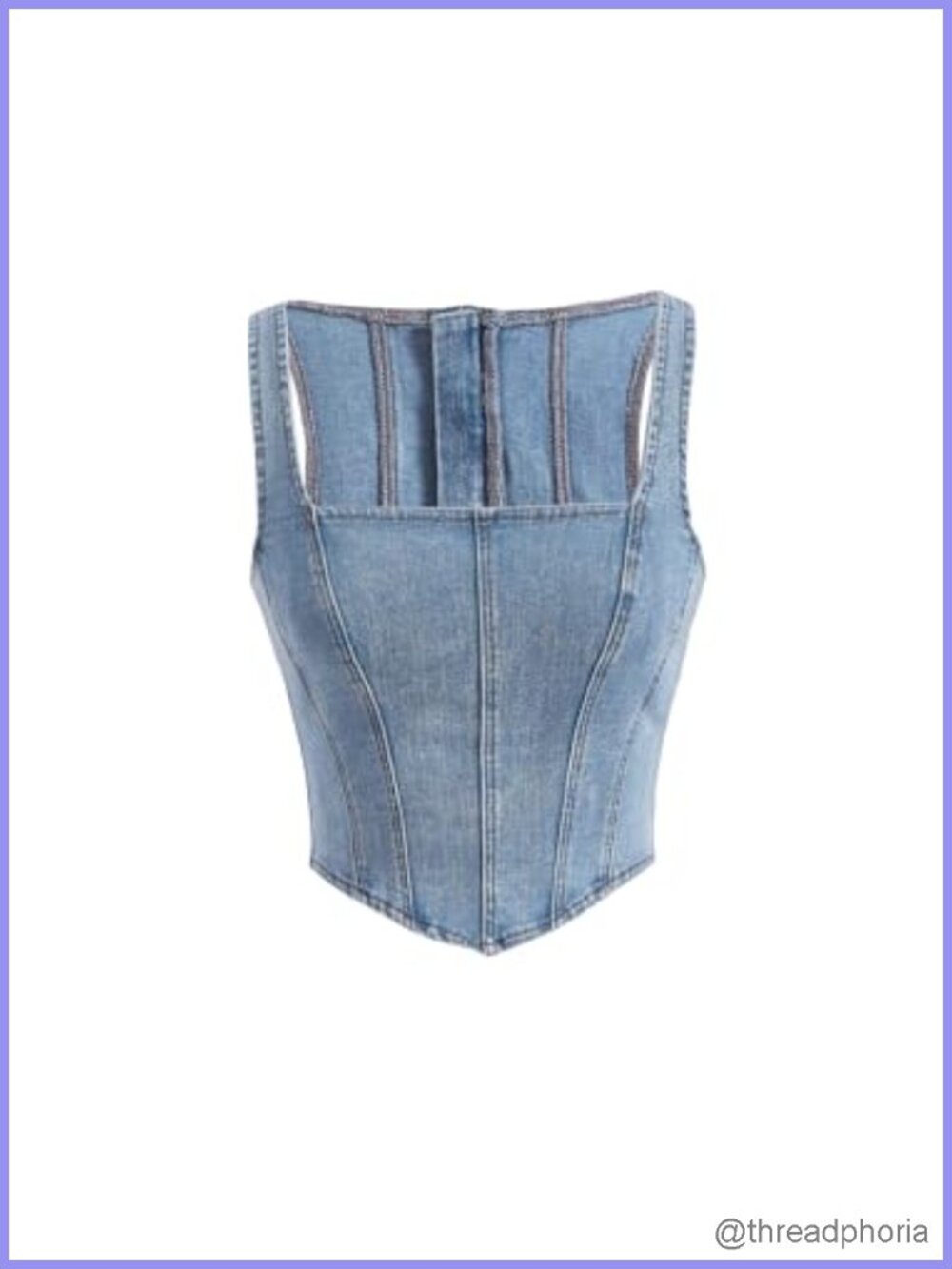 Y2K Square Neck Zip Back Asymmetrical Denim Tank Crop Top Sleeveless
